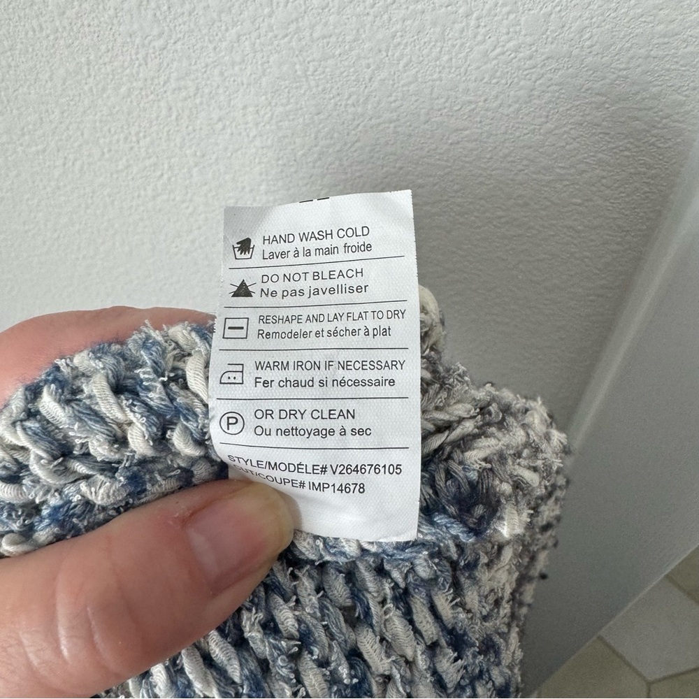 Vince Blue Gray Striped Oversized Cardigan Size XS/S Chunky Knit Fall Winter - Picture 14 of 15
